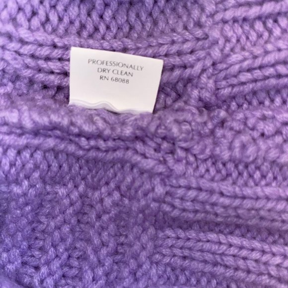 TSE Cashmere Cable Knit Purple Cardigan Sweater Size M Lightweight Button - Picture 12 of 12